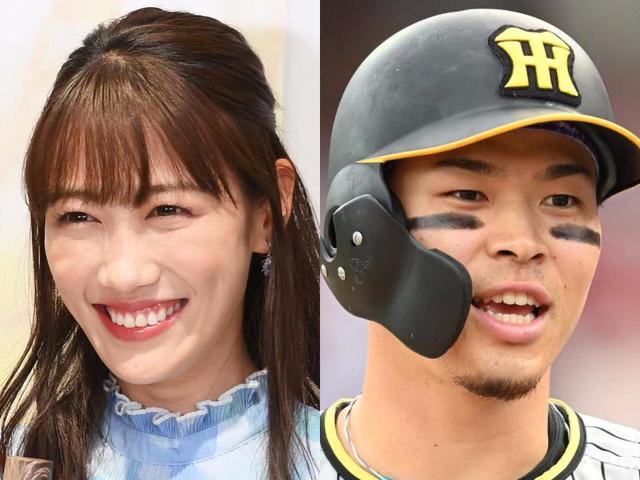 笑顔の女性と野球選手の男性